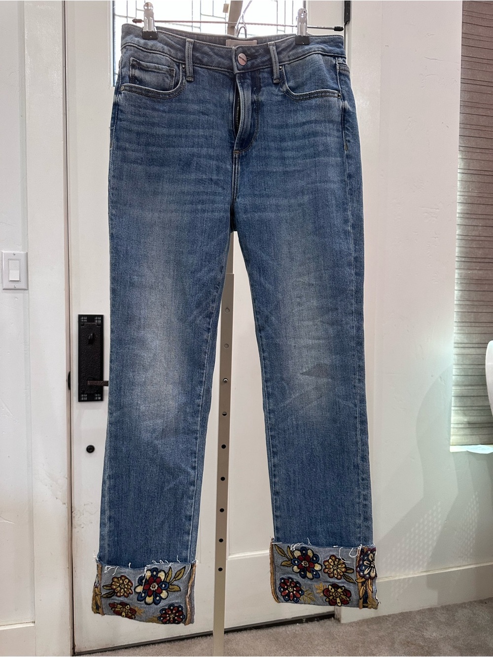 Driftwood Collette cropped embroidered jeans